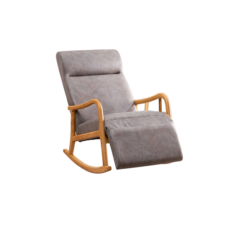 Wood Base Rocking Chair Leisure Upholstered Lazy Sofa Chair for Living Room Dark Gray Natural Clearhalo 'Chairs & Seating' 'furn' 'furn_rocking_chairs' 'Furniture' 'Living Room Furniture' 'Rocking Chairs' 'rocking_chairs' 7518359