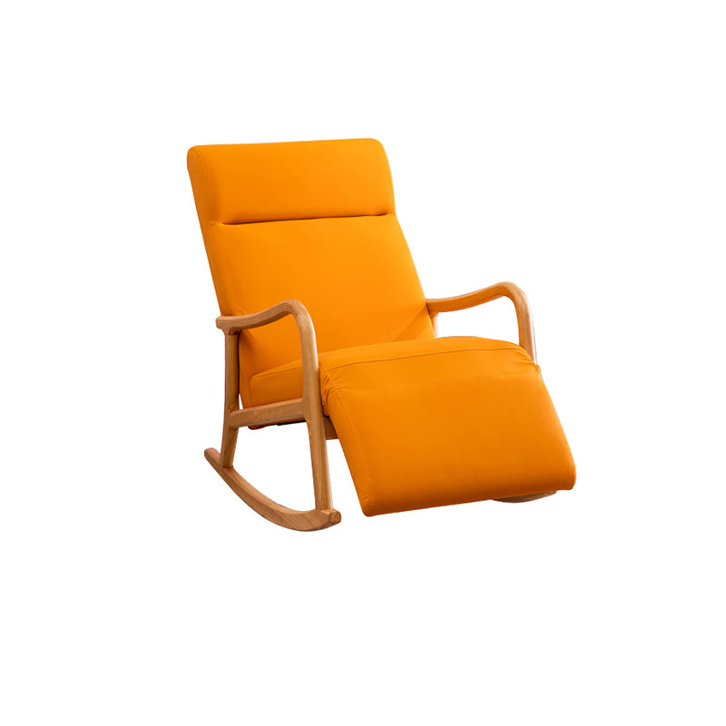 Wood Base Rocking Chair Leisure Upholstered Lazy Sofa Chair for Living Room Orange Natural Clearhalo 'Chairs & Seating' 'furn' 'furn_rocking_chairs' 'Furniture' 'Living Room Furniture' 'Rocking Chairs' 'rocking_chairs' 7518361