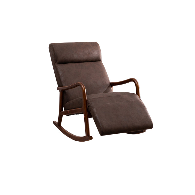 Wood Base Rocking Chair Leisure Upholstered Lazy Sofa Chair for Living Room Brown Walnut Clearhalo 'Chairs & Seating' 'furn' 'furn_rocking_chairs' 'Furniture' 'Living Room Furniture' 'Rocking Chairs' 'rocking_chairs' 7518368