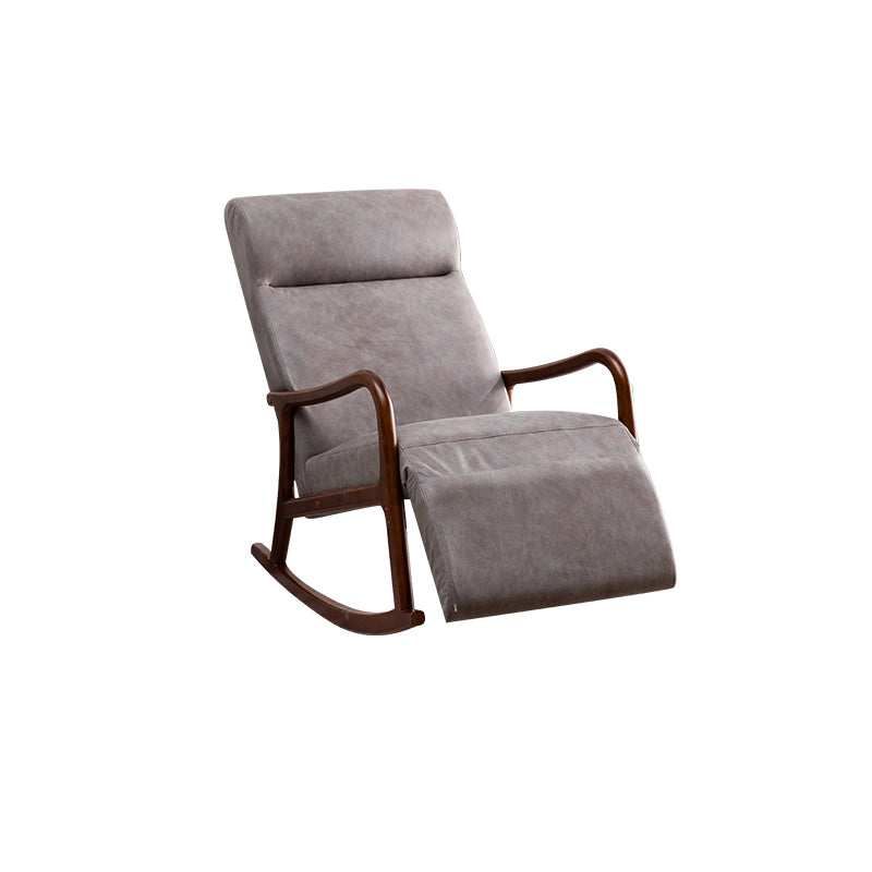 Wood Base Rocking Chair Leisure Upholstered Lazy Sofa Chair for Living Room Dark Gray Walnut Clearhalo 'Chairs & Seating' 'furn' 'furn_rocking_chairs' 'Furniture' 'Living Room Furniture' 'Rocking Chairs' 'rocking_chairs' 7518369
