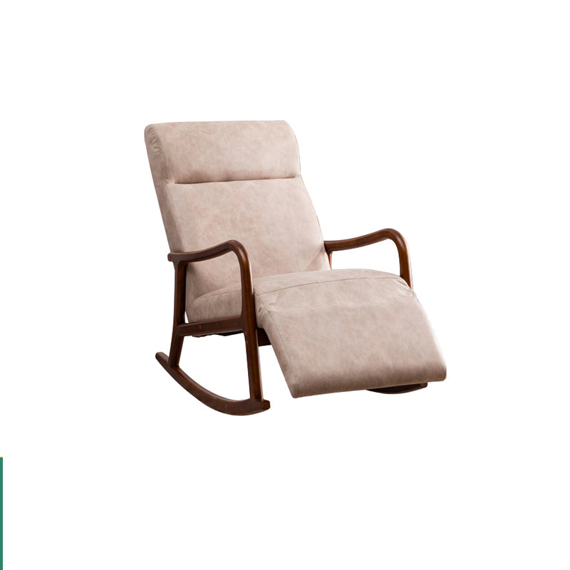 Wood Base Rocking Chair Leisure Upholstered Lazy Sofa Chair for Living Room Khaki Walnut Clearhalo 'Chairs & Seating' 'furn' 'furn_rocking_chairs' 'Furniture' 'Living Room Furniture' 'Rocking Chairs' 'rocking_chairs' 7518370