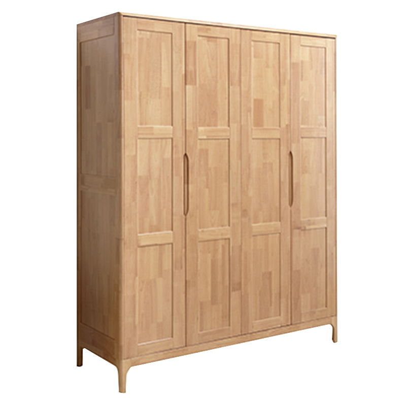 Rubber Wood Wardrobe Cabinet Contemporary Closet Back Hinged Wardrobe