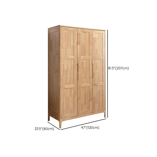 Rubber Wood Wardrobe Cabinet Contemporary Closet Back Hinged Wardrobe
