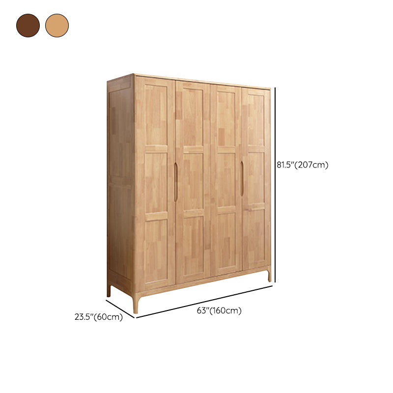Rubber Wood Wardrobe Cabinet Contemporary Closet Back Hinged Wardrobe