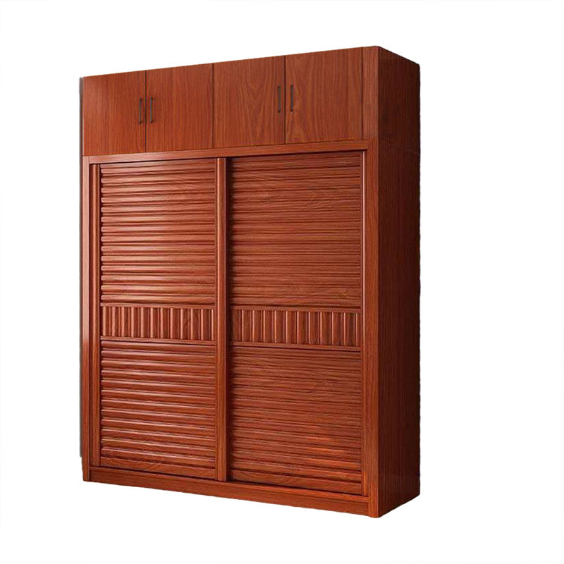 Wooden Sliding Doors Armoire Traditional Home Storage Cabinet 47"L x 23.5"W x 98.5"H Armories & Top Cabinet Clearhalo 'Armoires & Wardrobes' 'armoires_wardrobes' 'Bedroom Furniture' 'furn' 'furn_armoires_wardrobes' 'Furniture' 7518489