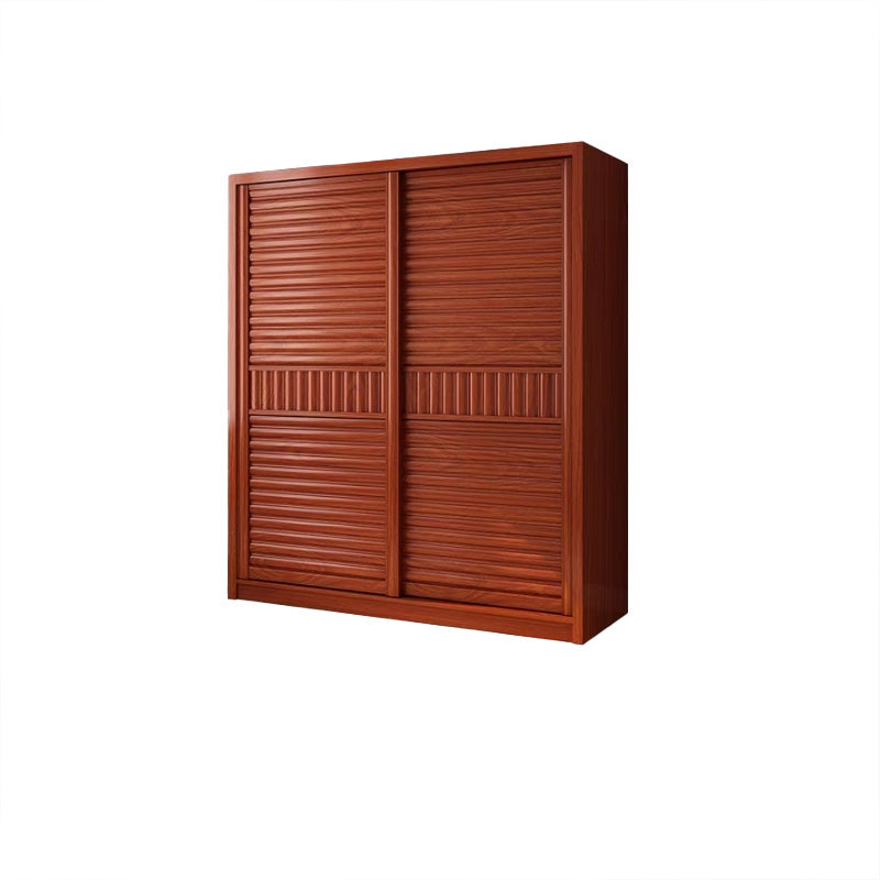 Wooden Sliding Doors Armoire Traditional Home Storage Cabinet 55.1"L x 23.6"W x 76.8"H Armoires & Wardrobes Clearhalo 'Armoires & Wardrobes' 'armoires_wardrobes' 'Bedroom Furniture' 'furn' 'furn_armoires_wardrobes' 'Furniture' 7518495