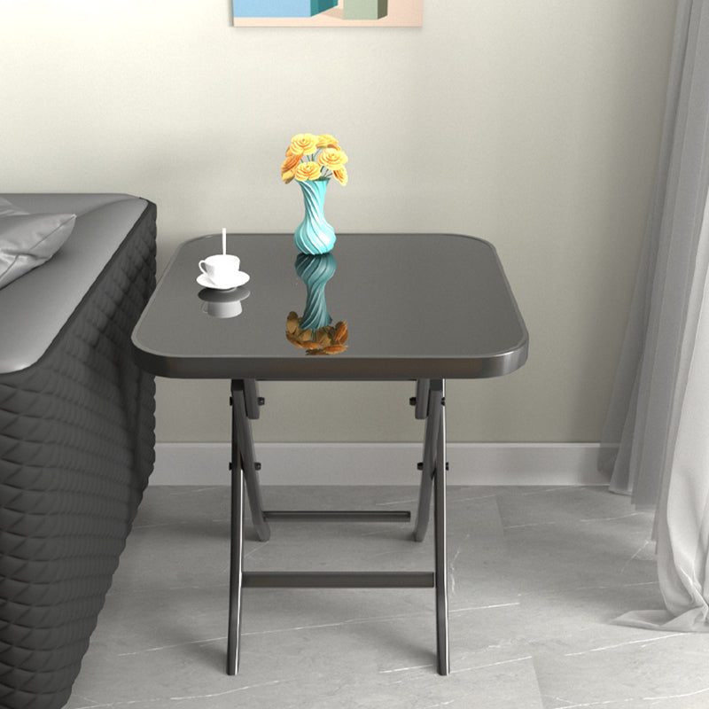 Modern Square Glass Desktop Collapsible Dining Table Metal Legs for Dining Room Clearhalo 'Dining Tables & Seating' 'Dining Tables' 'dining_table' 'furn' 'furn_dining_table' 'Furniture' 'Kitchen & Dining Furniture' 7519390