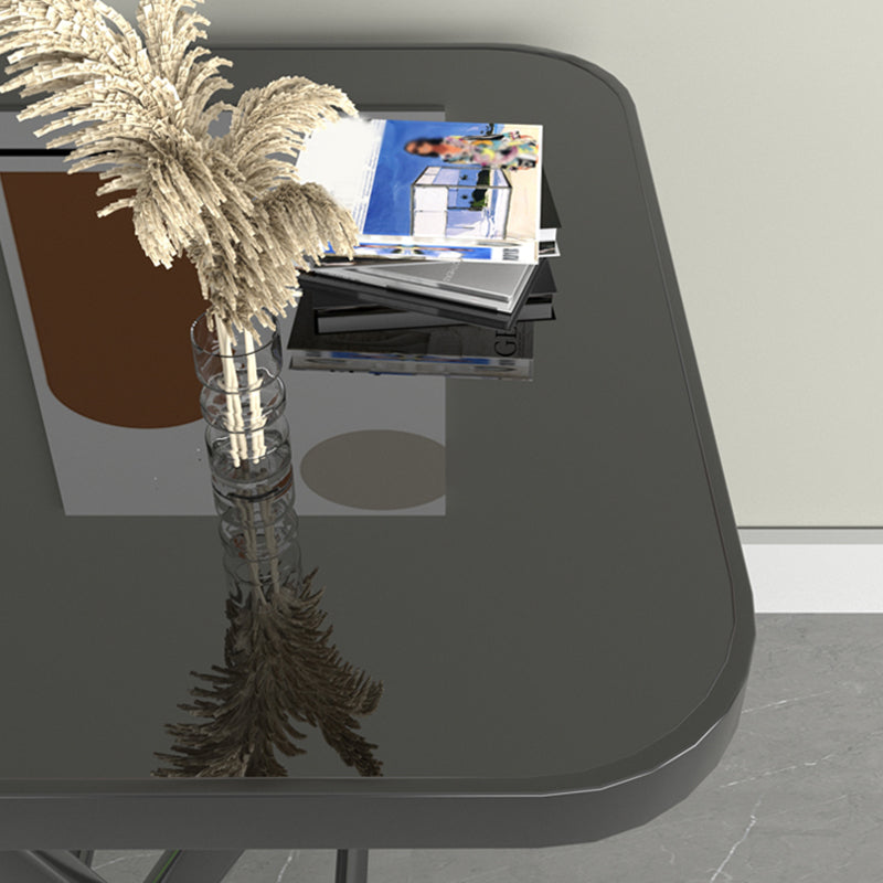 Modern Square Glass Desktop Collapsible Dining Table Metal Legs for Dining Room Clearhalo 'Dining Tables & Seating' 'Dining Tables' 'dining_table' 'furn' 'furn_dining_table' 'Furniture' 'Kitchen & Dining Furniture' 7519396