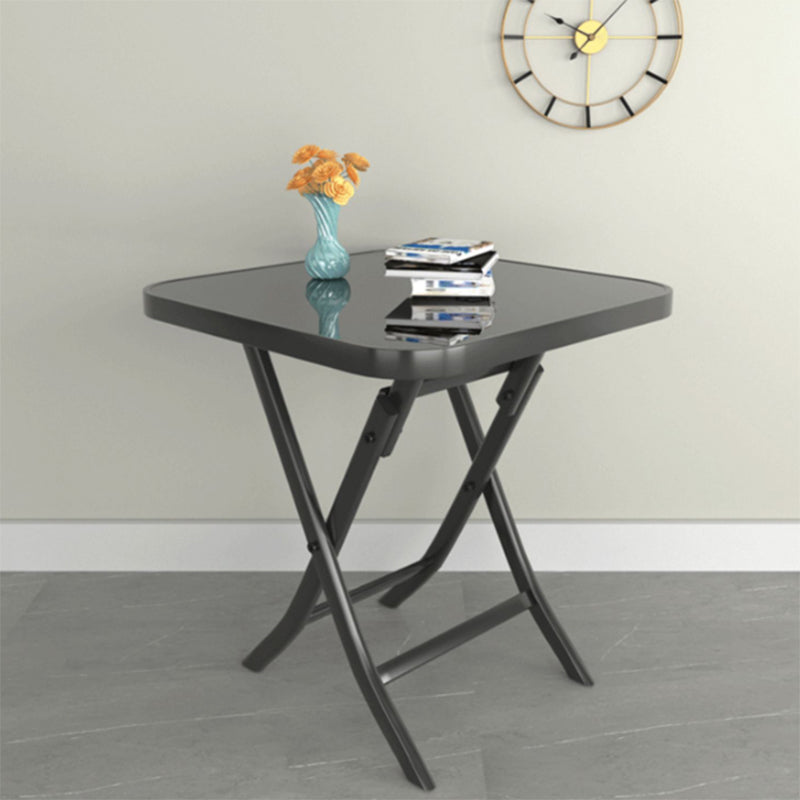 Modern Square Glass Desktop Collapsible Dining Table Metal Legs for Dining Room Clearhalo 'Dining Tables & Seating' 'Dining Tables' 'dining_table' 'furn' 'furn_dining_table' 'Furniture' 'Kitchen & Dining Furniture' 7519397
