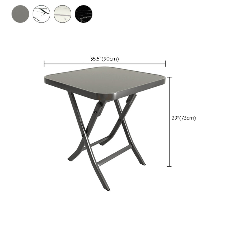 Modern Square Glass Desktop Collapsible Dining Table Metal Legs for Dining Room Clearhalo 'Dining Tables & Seating' 'Dining Tables' 'dining_table' 'furn' 'furn_dining_table' 'Furniture' 'Kitchen & Dining Furniture' 7519401
