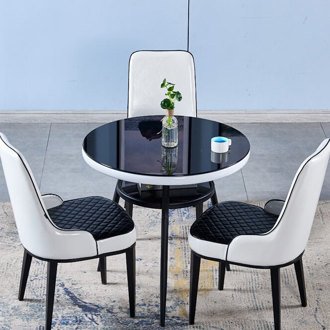 Table à manger stockable de bureau en verre rond moderne pour salle à manger