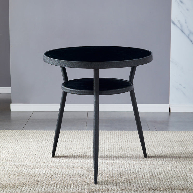 Table à manger stockable de bureau en verre rond moderne pour salle à manger