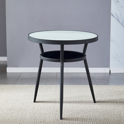 Table à manger stockable de bureau en verre rond moderne pour salle à manger