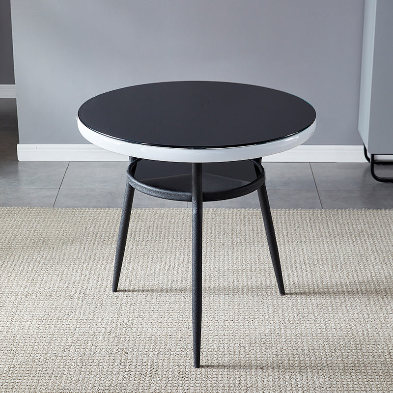 Table à manger stockable de bureau en verre rond moderne pour salle à manger