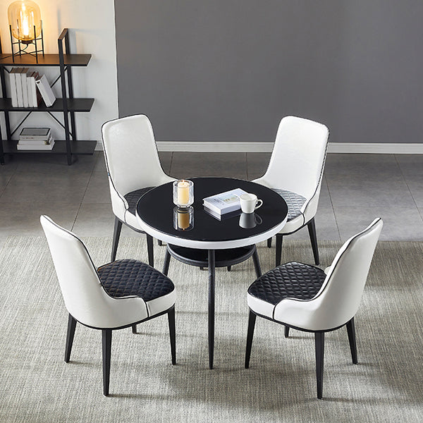 Table à manger stockable de bureau en verre rond moderne pour salle à manger