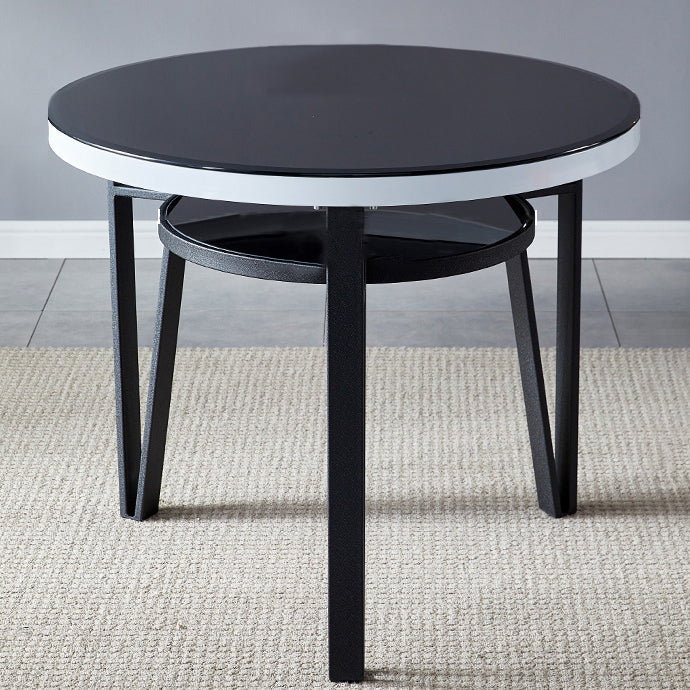 Table à manger stockable de bureau en verre rond moderne pour salle à manger