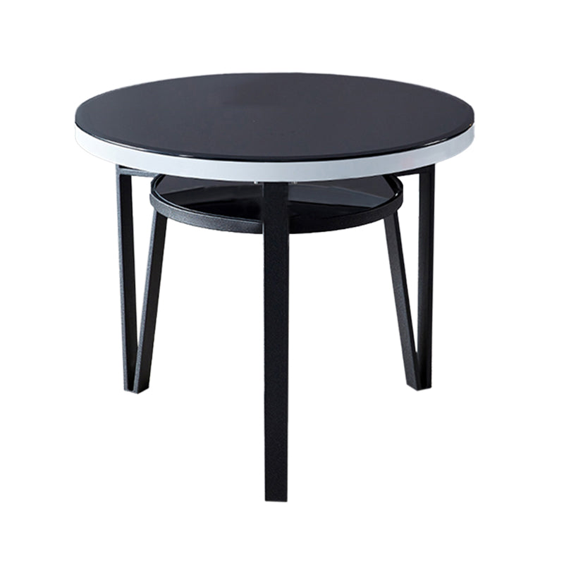 Table à manger stockable de bureau en verre rond moderne pour salle à manger