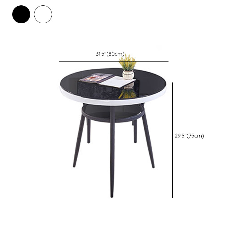 Table à manger stockable de bureau en verre rond moderne pour salle à manger