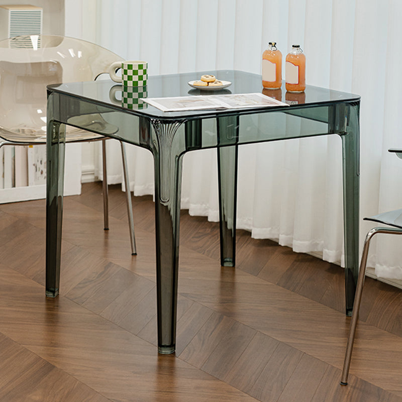 Modern Tempered Glass Desktop Geometric Acrylic Legs Dining Table for Dining Room Clearhalo 'Dining Tables & Seating' 'Dining Tables' 'dining_table' 'furn' 'furn_dining_table' 'Furniture' 'Kitchen & Dining Furniture' 7519421