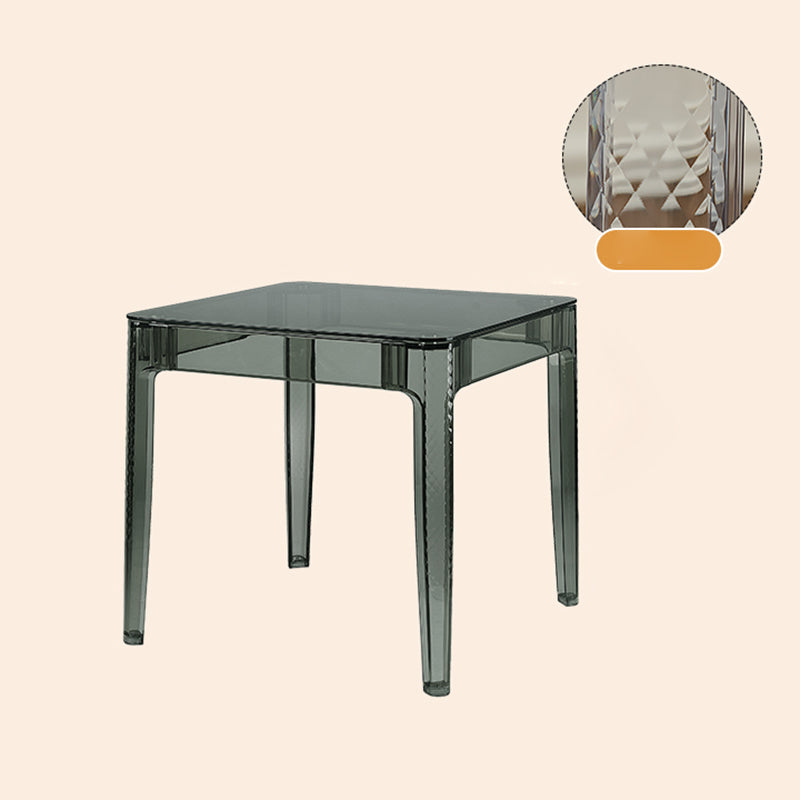 Modern Tempered Glass Desktop Geometric Acrylic Legs Dining Table for Dining Room Pewter Without Chairs Clearhalo 'Dining Tables & Seating' 'Dining Tables' 'dining_table' 'furn' 'furn_dining_table' 'Furniture' 'Kitchen & Dining Furniture' 7519422