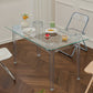 Modern Tempered Glass Desktop Geometric Acrylic Legs Dining Table for Dining Room Clearhalo 'Dining Tables & Seating' 'Dining Tables' 'dining_table' 'furn' 'furn_dining_table' 'Furniture' 'Kitchen & Dining Furniture' 7519423