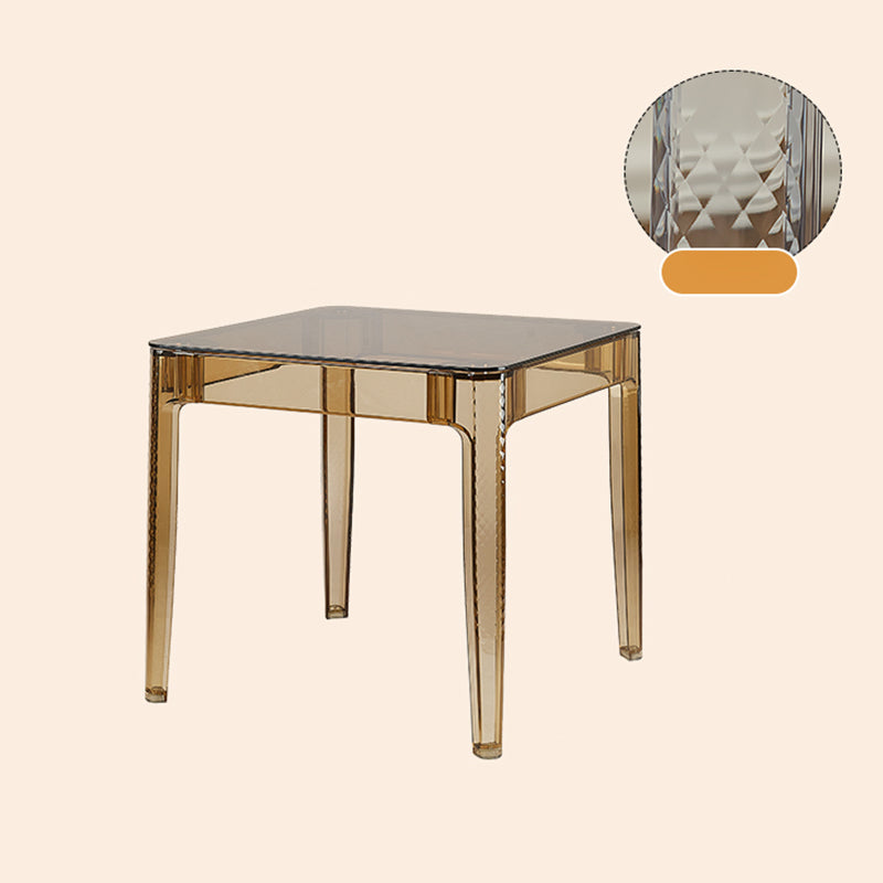 Modern Tempered Glass Desktop Geometric Acrylic Legs Dining Table for Dining Room Brown Without Chairs Clearhalo 'Dining Tables & Seating' 'Dining Tables' 'dining_table' 'furn' 'furn_dining_table' 'Furniture' 'Kitchen & Dining Furniture' 7519424