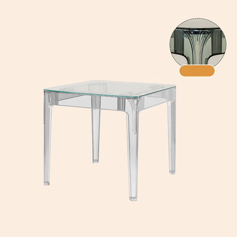 Modern Tempered Glass Desktop Geometric Acrylic Legs Dining Table for Dining Room Clear Without Chairs Clearhalo 'Dining Tables & Seating' 'Dining Tables' 'dining_table' 'furn' 'furn_dining_table' 'Furniture' 'Kitchen & Dining Furniture' 7519425