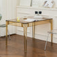 Modern Tempered Glass Desktop Geometric Acrylic Legs Dining Table for Dining Room Clearhalo 'Dining Tables & Seating' 'Dining Tables' 'dining_table' 'furn' 'furn_dining_table' 'Furniture' 'Kitchen & Dining Furniture' 7519426