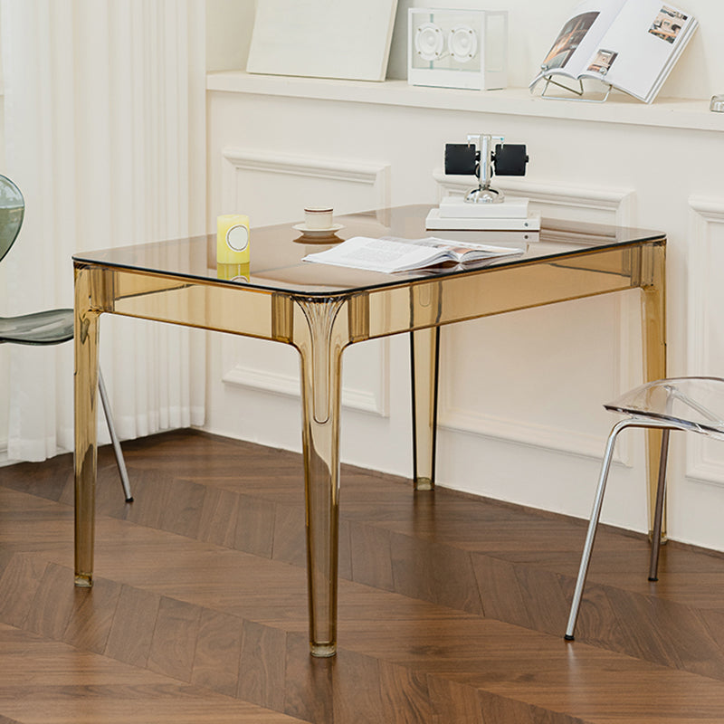 Modern Tempered Glass Desktop Geometric Acrylic Legs Dining Table for Dining Room Clearhalo 'Dining Tables & Seating' 'Dining Tables' 'dining_table' 'furn' 'furn_dining_table' 'Furniture' 'Kitchen & Dining Furniture' 7519426