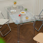 Modern Tempered Glass Desktop Geometric Acrylic Legs Dining Table for Dining Room Clearhalo 'Dining Tables & Seating' 'Dining Tables' 'dining_table' 'furn' 'furn_dining_table' 'Furniture' 'Kitchen & Dining Furniture' 7519427