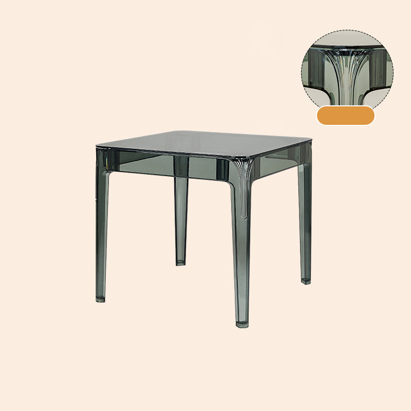 Modern Tempered Glass Desktop Geometric Acrylic Legs Dining Table for Dining Room Smoke Gray Without Chairs Clearhalo 'Dining Tables & Seating' 'Dining Tables' 'dining_table' 'furn' 'furn_dining_table' 'Furniture' 'Kitchen & Dining Furniture' 7519428