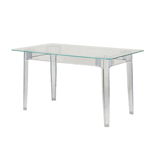 Modern Tempered Glass Desktop Geometric Acrylic Legs Dining Table for Dining Room Clearhalo 'Dining Tables & Seating' 'Dining Tables' 'dining_table' 'furn' 'furn_dining_table' 'Furniture' 'Kitchen & Dining Furniture' 7519430