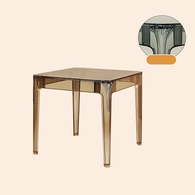Modern Tempered Glass Desktop Geometric Acrylic Legs Dining Table for Dining Room Tan Without Chairs Clearhalo 'Dining Tables & Seating' 'Dining Tables' 'dining_table' 'furn' 'furn_dining_table' 'Furniture' 'Kitchen & Dining Furniture' 7519431
