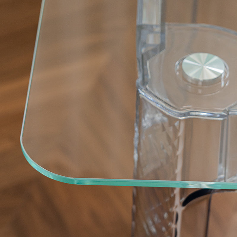 Modern Tempered Glass Desktop Geometric Acrylic Legs Dining Table for Dining Room Clearhalo 'Dining Tables & Seating' 'Dining Tables' 'dining_table' 'furn' 'furn_dining_table' 'Furniture' 'Kitchen & Dining Furniture' 7519432