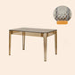 Modern Tempered Glass Desktop Geometric Acrylic Legs Dining Table for Dining Room Brown 47"L x 31"W x 29"H Without Chairs Clearhalo 'Dining Tables & Seating' 'Dining Tables' 'dining_table' 'furn' 'furn_dining_table' 'Furniture' 'Kitchen & Dining Furniture' 7519436