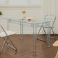 Modern Tempered Glass Desktop Geometric Acrylic Legs Dining Table for Dining Room Clearhalo 'Dining Tables & Seating' 'Dining Tables' 'dining_table' 'furn' 'furn_dining_table' 'Furniture' 'Kitchen & Dining Furniture' 7519440