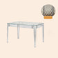 Modern Tempered Glass Desktop Geometric Acrylic Legs Dining Table for Dining Room White-Clear 47"L x 31"W x 29"H Without Chairs Clearhalo 'Dining Tables & Seating' 'Dining Tables' 'dining_table' 'furn' 'furn_dining_table' 'Furniture' 'Kitchen & Dining Furniture' 7519441