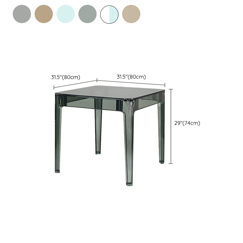 Modern Tempered Glass Desktop Geometric Acrylic Legs Dining Table for Dining Room Clearhalo 'Dining Tables & Seating' 'Dining Tables' 'dining_table' 'furn' 'furn_dining_table' 'Furniture' 'Kitchen & Dining Furniture' 7519450