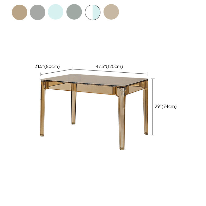 Modern Tempered Glass Desktop Geometric Acrylic Legs Dining Table for Dining Room Clearhalo 'Dining Tables & Seating' 'Dining Tables' 'dining_table' 'furn' 'furn_dining_table' 'Furniture' 'Kitchen & Dining Furniture' 7519451