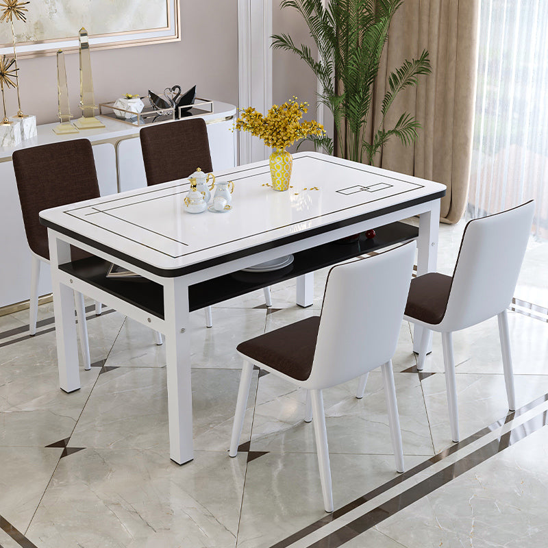 Modern Tempered Glass Desktop Rectangle Dining Table for Dining Room Clearhalo 'Dining Tables & Seating' 'Dining Tables' 'dining_table' 'furn' 'furn_dining_table' 'Furniture' 'Kitchen & Dining Furniture' 7519459