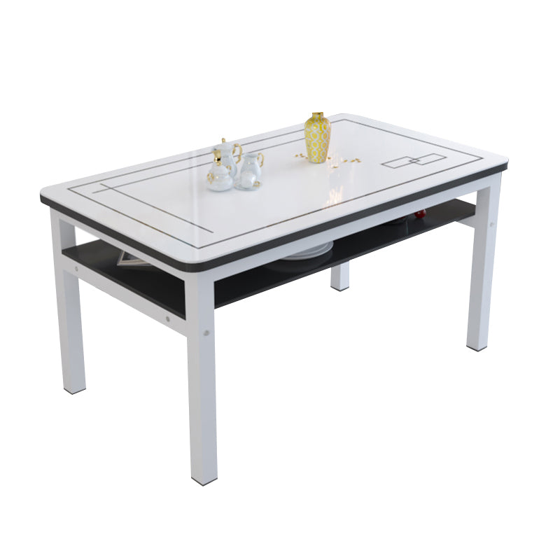 Modern Tempered Glass Desktop Rectangle Dining Table for Dining Room Clearhalo 'Dining Tables & Seating' 'Dining Tables' 'dining_table' 'furn' 'furn_dining_table' 'Furniture' 'Kitchen & Dining Furniture' 7519460