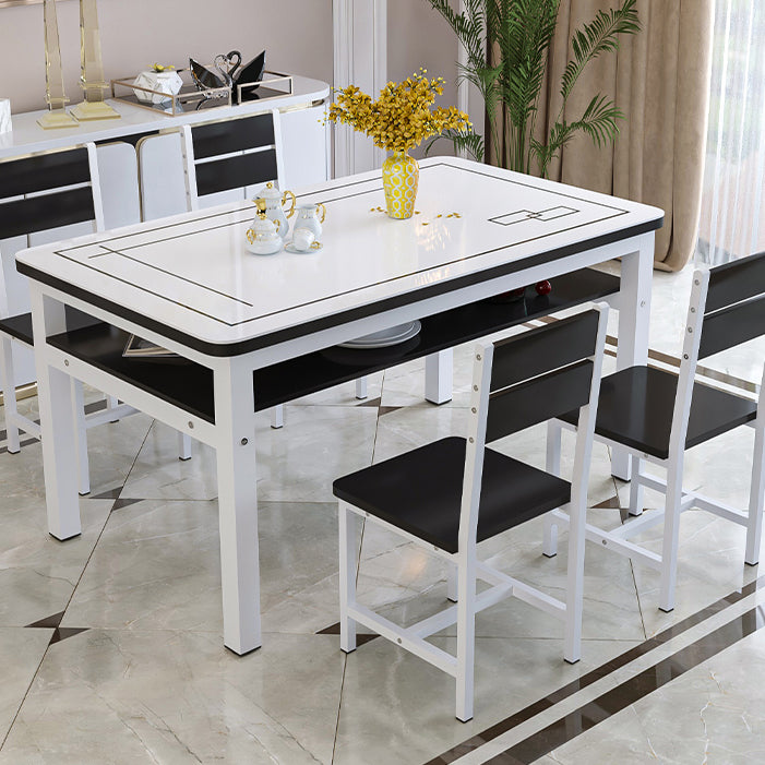 Modern Tempered Glass Desktop Rectangle Dining Table for Dining Room Clearhalo 'Dining Tables & Seating' 'Dining Tables' 'dining_table' 'furn' 'furn_dining_table' 'Furniture' 'Kitchen & Dining Furniture' 7519465