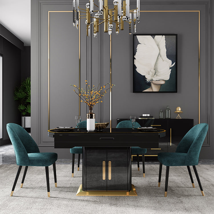 Modern Round Tempered Glass Desktop Collapsible Dining Table for Dining Room Clearhalo 'Dining Tables & Seating' 'Dining Tables' 'dining_table' 'furn' 'furn_dining_table' 'Furniture' 'Kitchen & Dining Furniture' 7519484