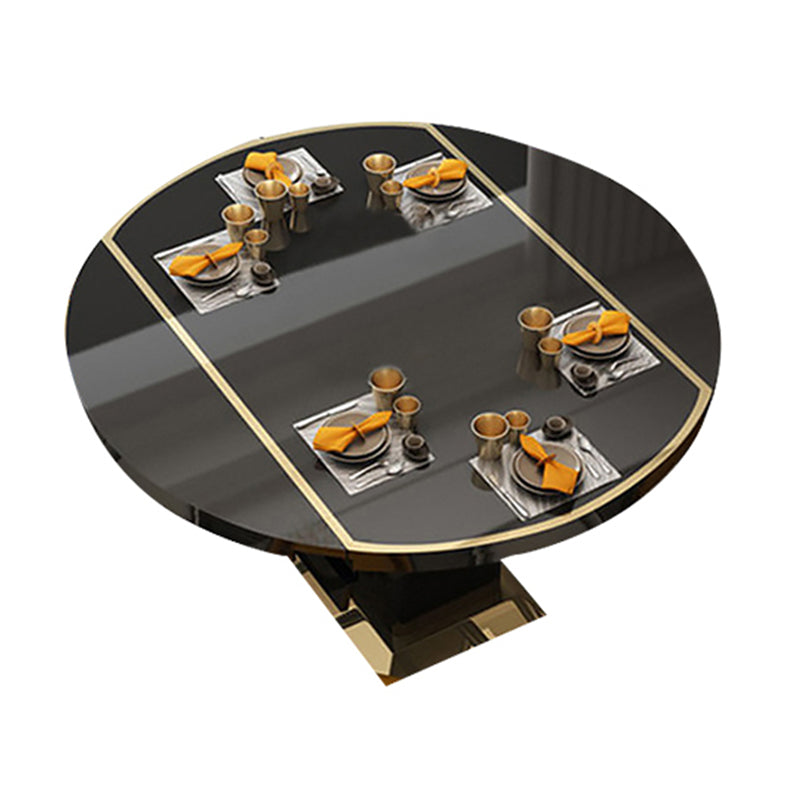 Modern Round Tempered Glass Desktop Collapsible Dining Table for Dining Room Clearhalo 'Dining Tables & Seating' 'Dining Tables' 'dining_table' 'furn' 'furn_dining_table' 'Furniture' 'Kitchen & Dining Furniture' 7519486