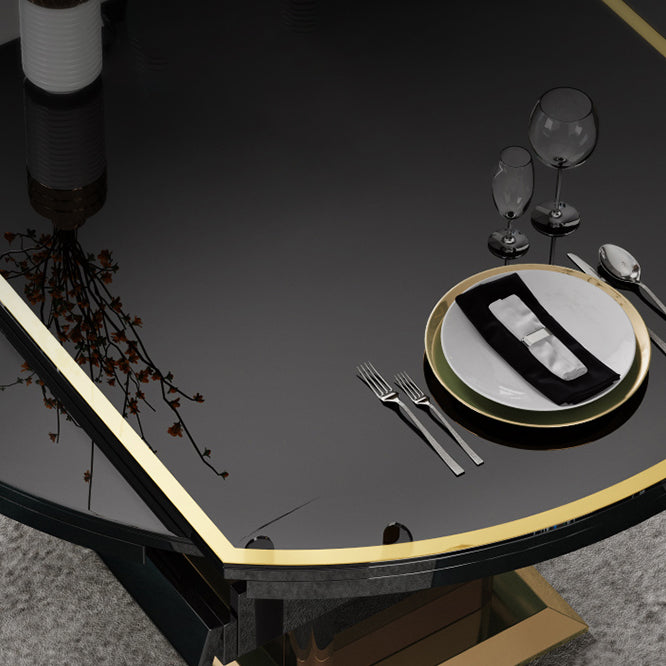 Modern Round Tempered Glass Desktop Collapsible Dining Table for Dining Room Clearhalo 'Dining Tables & Seating' 'Dining Tables' 'dining_table' 'furn' 'furn_dining_table' 'Furniture' 'Kitchen & Dining Furniture' 7519487