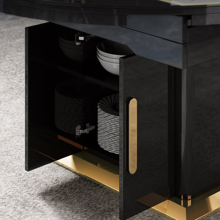 Modern Round Tempered Glass Desktop Collapsible Dining Table for Dining Room Clearhalo 'Dining Tables & Seating' 'Dining Tables' 'dining_table' 'furn' 'furn_dining_table' 'Furniture' 'Kitchen & Dining Furniture' 7519490