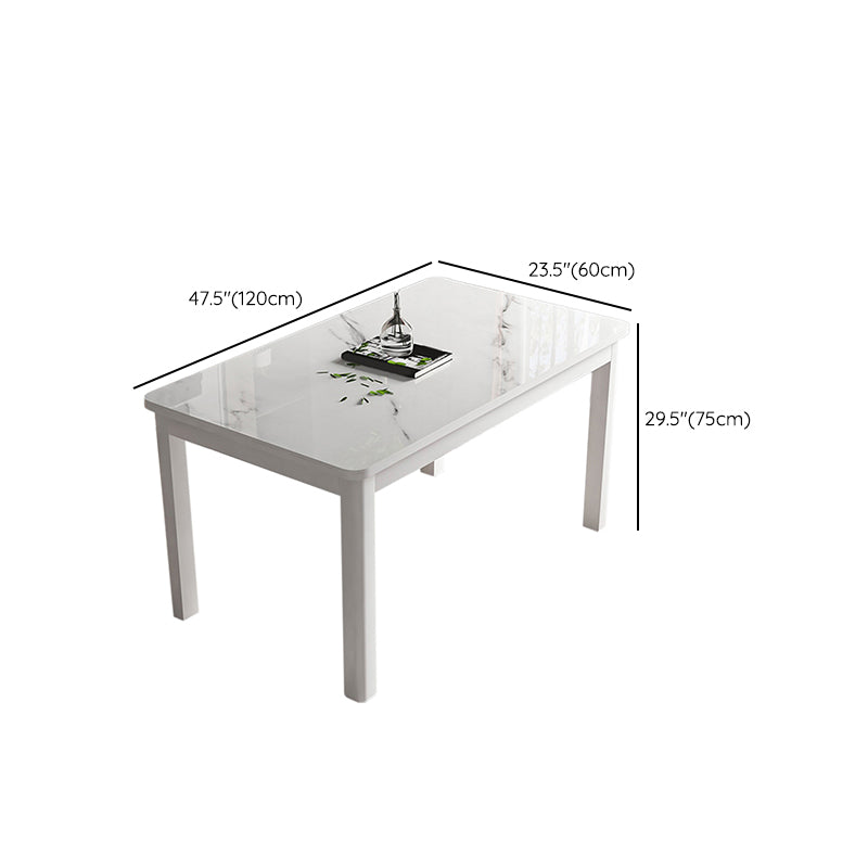 Moderne glazen desktop rechthoekige eettafel metalen poten voor eetkamer