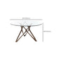 Modern Round Glass Desktop Dining Table Walnut Base for Dining Room