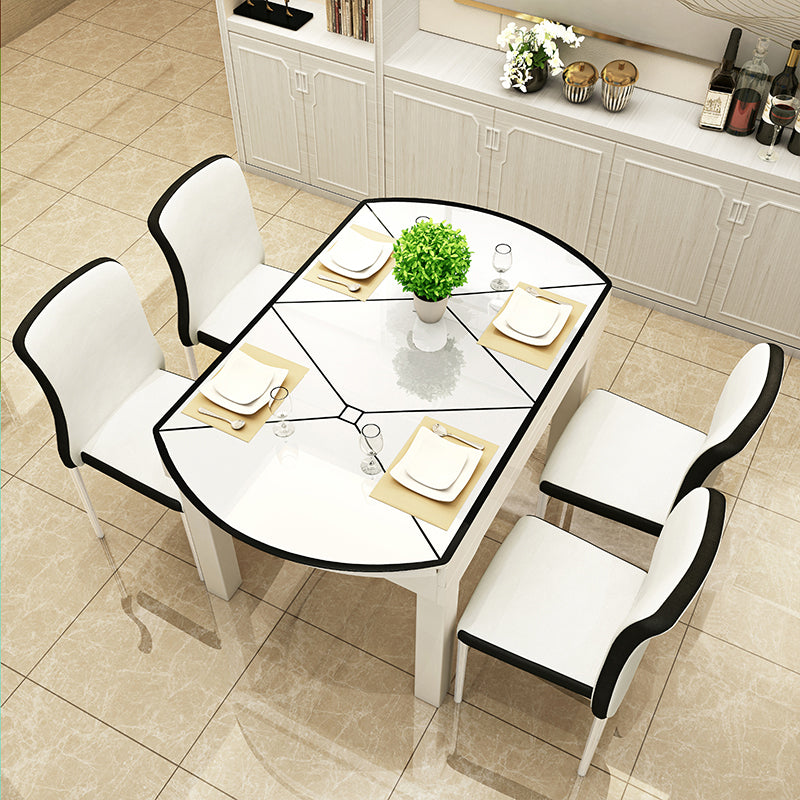 Table à manger extensible de bureau en verre moderne, base en chêne pour salle à manger