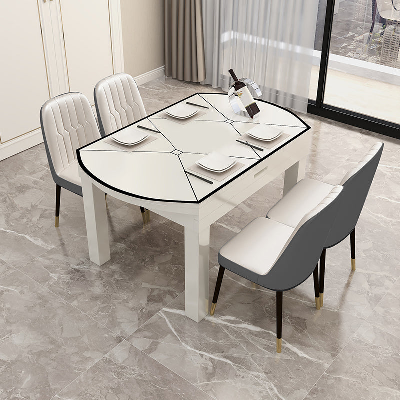 Table à manger extensible de bureau en verre moderne, base en chêne pour salle à manger